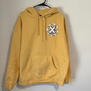 Men's Yellow Pullover Hoodie with Chest Emblem